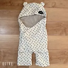 赤ちゃん本舗　おくるみ　くま耳　ドット柄　タオル地　グレー　50〜70センチ