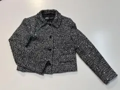 ZARA黒白ツイードスパンコールジャケット XS