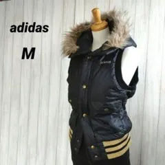 【美品】アディダス M ファー付き ブラック×ゴールド 中綿ベスト
