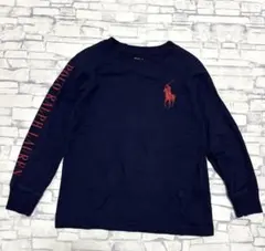 ポロラルフローレン キッズ ロンT ビッグポニー 袖ロゴ 紺 110