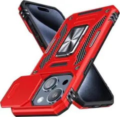 iPhone 15 用 ケース リング付き スライド式カメラプロテクター付き 衝