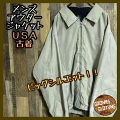 メンズ ジャケット アウター ベージュ 刺繍 ブルゾン XL スイングトップ