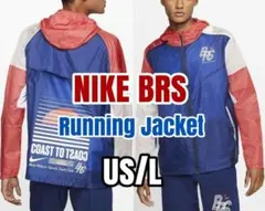 残少 L ナイキ BRS ランニング ジャケット　パーカー ブルーリボン 紺 赤