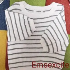 Emsexcite ニット サマーニット ボーダー 半袖 パフスリーブ エムズ