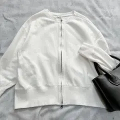 25SS アーバンリサーチドアーズ コットンスウェットZIPカーディガン 白