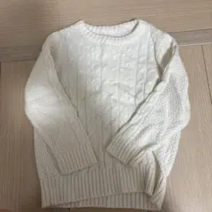 キッズ ホワイト ケーブルニット セーター