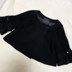 【美品】アンタイトルノーカラーフレアスリーブジャケット 黒