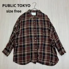 ☆ PUBLIC TOKYO パブリックトウキョウ チェック柄 ドルマン シャツのサムネイル