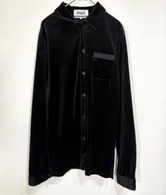 ピア【SD】長袖ベロアシャツ 胸ポケットトリアセテート混