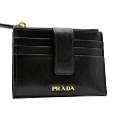 未使用保管品 プラダ フラグメントケース ゴールドロゴ サフィアーノレザー 黒