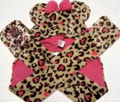 ディズニーリゾート　ファンキャップ　マフラーキャップ　ミニーマウス　ヒョウ柄