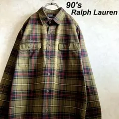 90's ラルフローレン チェックワークシャツ L RRL オンブレ