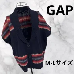さ2Y401 ギャップ GAP カウチンニット ベスト 大きめボタン紺色 M-L