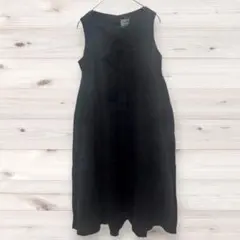 無印良品 MUJI 麻100% リネン ノースリーブワンピース S 黒