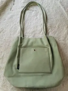 ライトグリーン トートバッグ フロントポケット付き