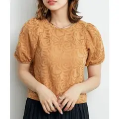 レトロガール　ジャガードパフTee 半袖
