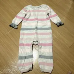 Baby Gap 長袖カバーオール　ニット素材　ピンク×ボーダー　80cm