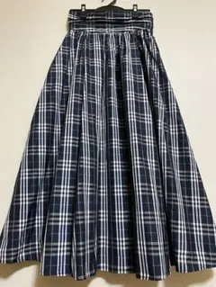 最終価格　チェックタフタロングフレアスカート