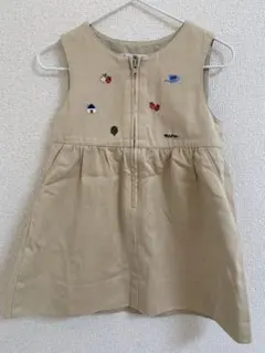 familiar ファミリア 90㎝　ワンピース ベージュ 刺繍