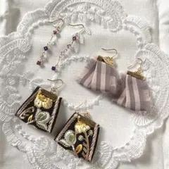ハンドメイドピアス　3点まとめ売り