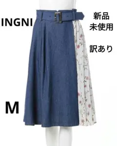 INGNI イング 花柄プリーツ切替スカート デニムハナのサムネイル