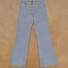 【美品】ZARA カットオフ セミフレアデニム ライトブルー サイズ38