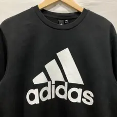 adidas アディダス スウェット トレーナー M ブラック デカロゴ 古着