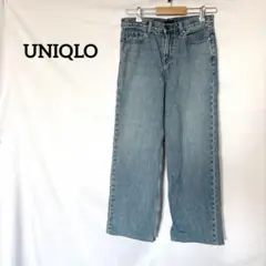 ♦︎UNIQLO デニムワイドパンツ/バギージーンズ　S カジュアル　ラフ