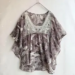 美品　Vingtrois バントロア　レディース　シアー　ブラウス　ボタニカルのサムネイル
