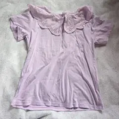 H&M 薄紫色 フリル襟 Tシャツ US 6X/7
