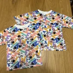ミッキー＆ミニー柄 Tシャツ 2枚セットフタフタ futafuta110 120