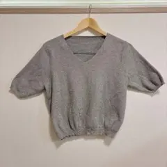 【GRL】Vネック5分袖ニットトップス