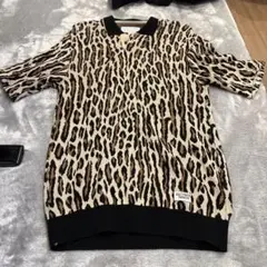ワコマリアレオパード柄 ニットポロシャツ