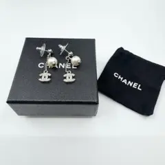 CHANEL シャネル パール チェーンピアス ココマーク ラインストーン