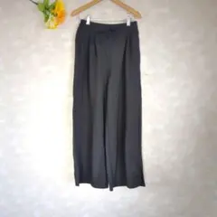 ネイビー NAVY ワイドパンツ【M】ブラック 無地 カジュアル 総ゴム