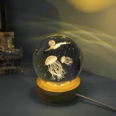 3Dクラゲ クリスタルボール ライト USB ナイトライト インテリア 癒し