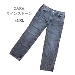 【極美品】ZARA ビジュー ラインストーン デニム グレー EUR42 XLのサムネイル