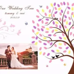 オーダーメイド オリジナル ゲスト指紋署名ツリー 結婚式 披露宴 芳名帳 出席簿