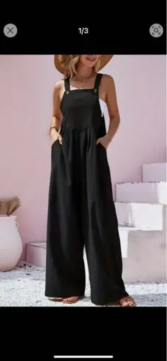 ボタン装飾キャミワイドレッグジャンプ