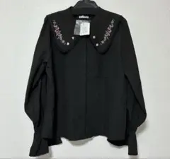 ローズ刺繍ビッグカラーブラウス