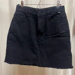カットオフデニムスカート ミニスカート   デニム生地 ブラック 黒