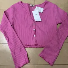 最終値下げ！新品タグ付き　mystic クロップドピンクカーディガン