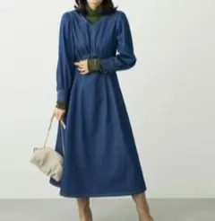【新品タグ付き】エレガンスデュー　ウエストタックデニムワンピース