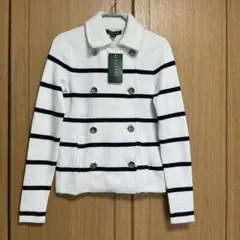 【未使用タグ付き】ローレン ラルフローレン 綿ニット ジャケット ボーダー柄のサムネイル