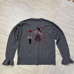 ⭐︎本日限定値下げ！！希少❣️familiar❣️刺繍デザイン グレー カーディガン