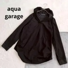 【アクアガレージ】カットソー 黒 袖ロールアップ プルオーバー 春秋冬