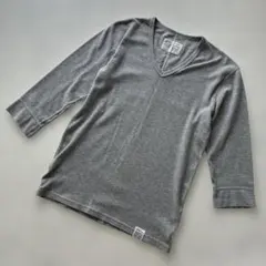 AZUL BY MOUSSY Vネック リブ カットソー グレー S 七分袖