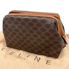 美品 CELINE セリーヌ マカダム コスメポーチ トリオンフ レザー