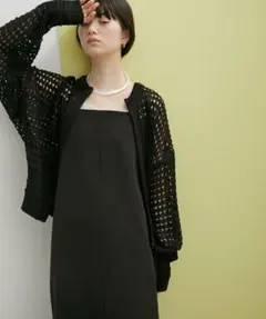 美品 完売 アダムエロペ メッシュニットブルゾン 黒 春秋