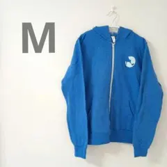 １点物 パーカー 青色 M フルジップパーカー ユニセックス カジュアル 海外